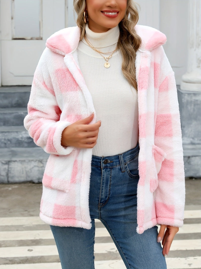 Alivia - Plaid Prints Teddy Coat